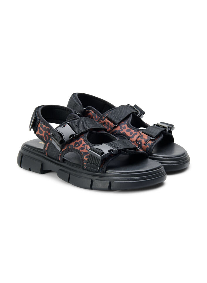 Sandale à coupe large, Marron, Packshot image number 1