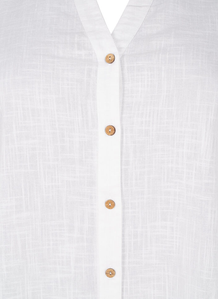 Katoenen blouse met een V-hals, Wit, Packshot image number 2