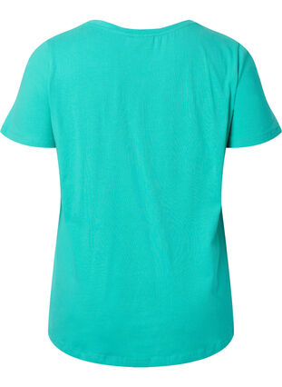 T-shirt en coton uni basique, Aqua Green, Packshot image number 1