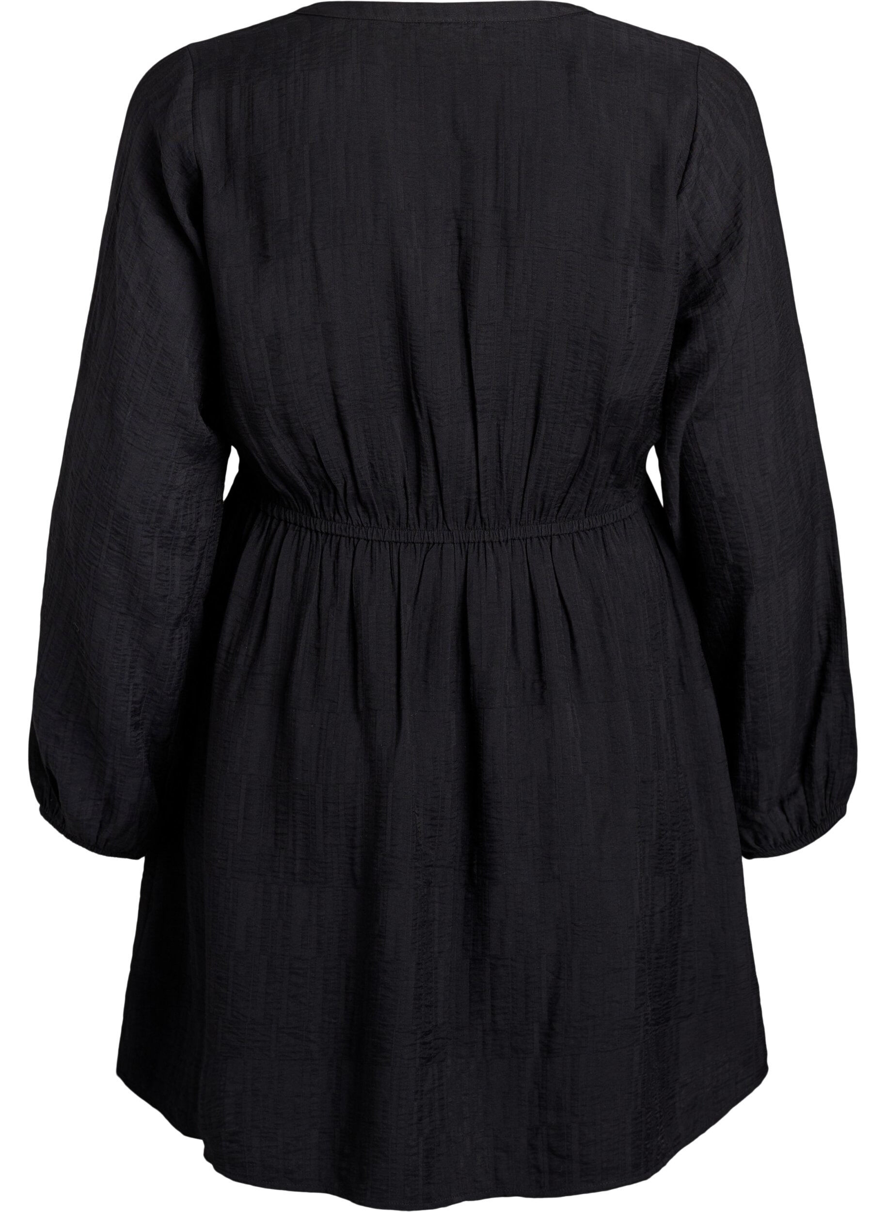Zizzi Robe courte textur&eacute;e effet portefeuille, Noir, Packshot image number 1