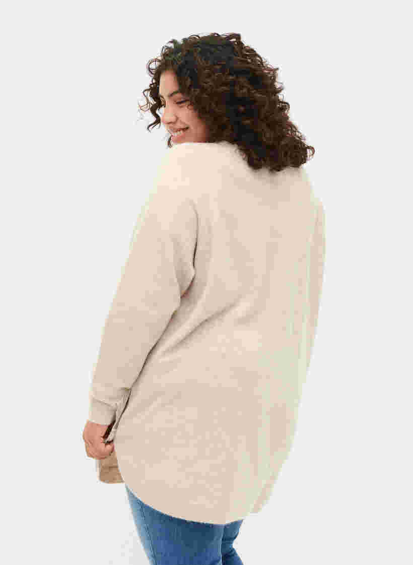 Gemêleerde gebreide blouse met knopen, Pumice Stone Mel., Model image number 1