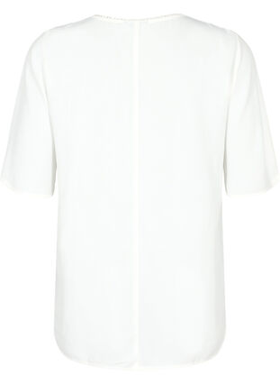 Viscose blouse met 1/2 mouwen en borduurwerk detail, Snow White, Packshot image number 1