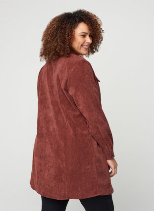 Robe en velours avec boutons, Brown ASS, Model image number 1