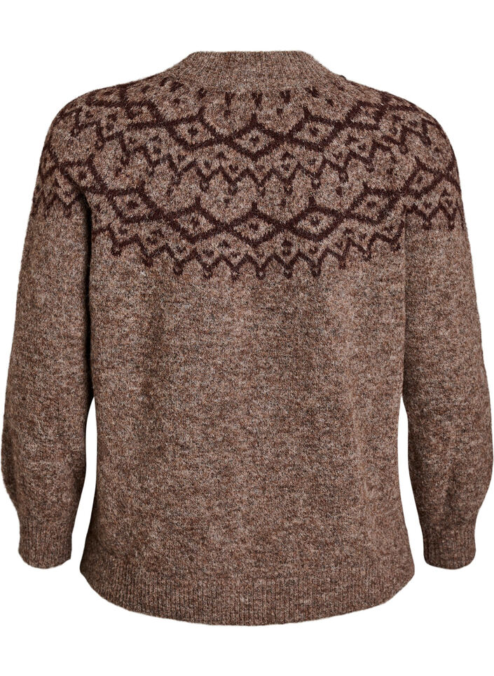 Trui met Noors patroon, Bruin, Packshot image number 1