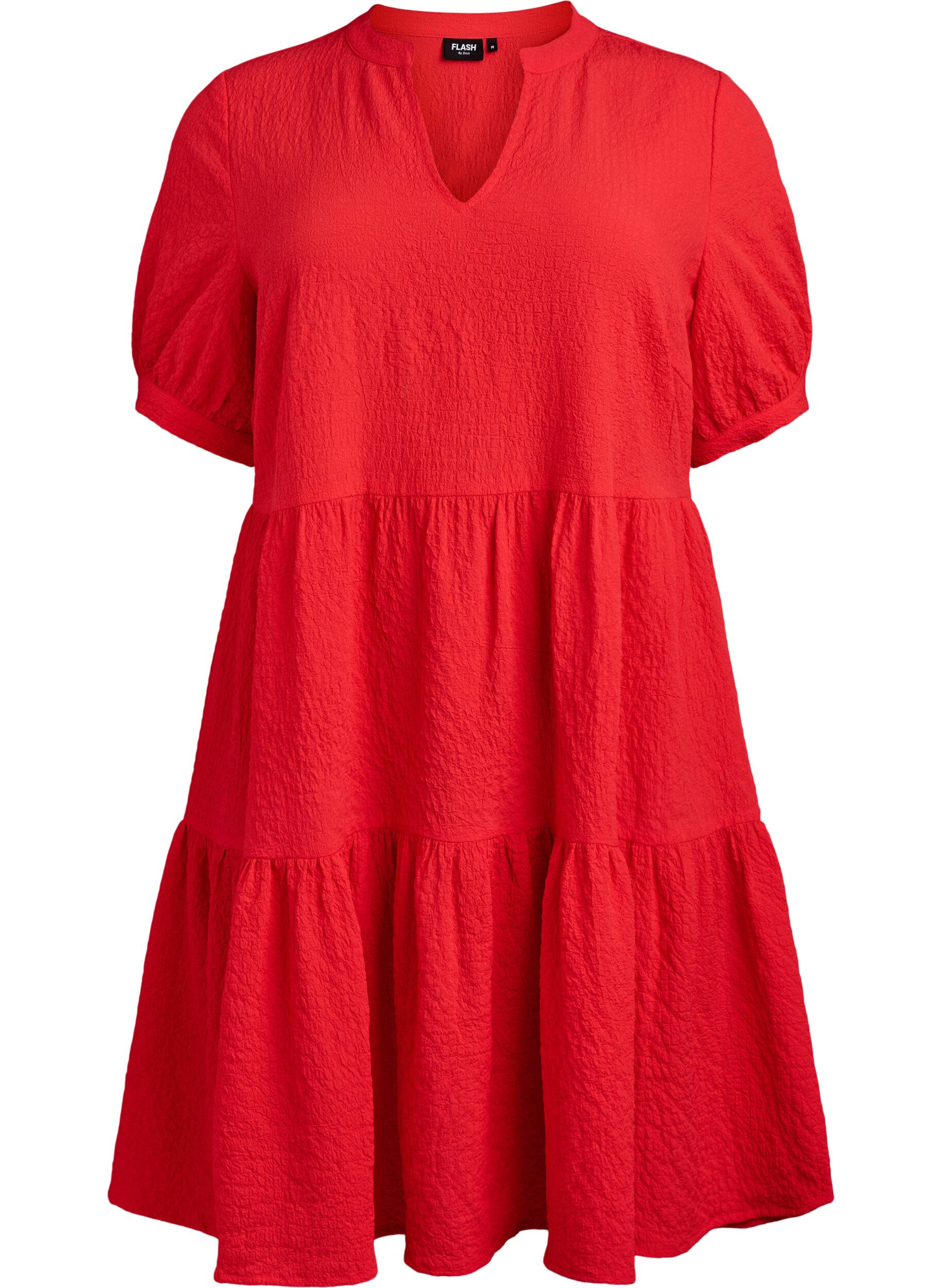 Zizzi Robe courte coupe &eacute;vas&eacute;e, Rouge, Packshot image number 0