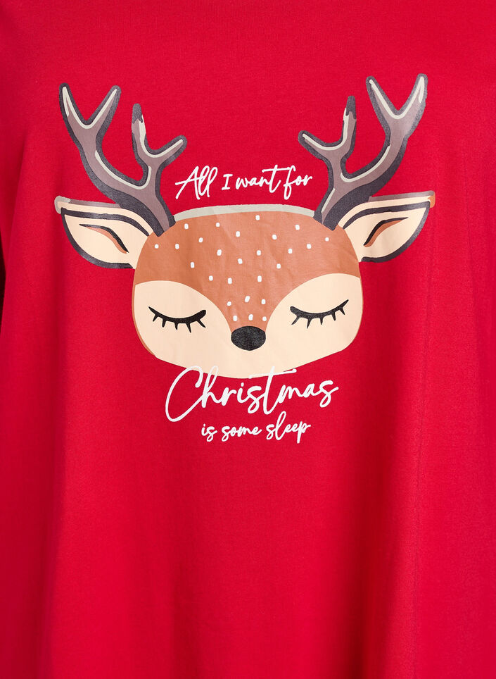 Chemise de nuit en coton bio avec motif de No&euml;l, Rouge, Packshot image number 2