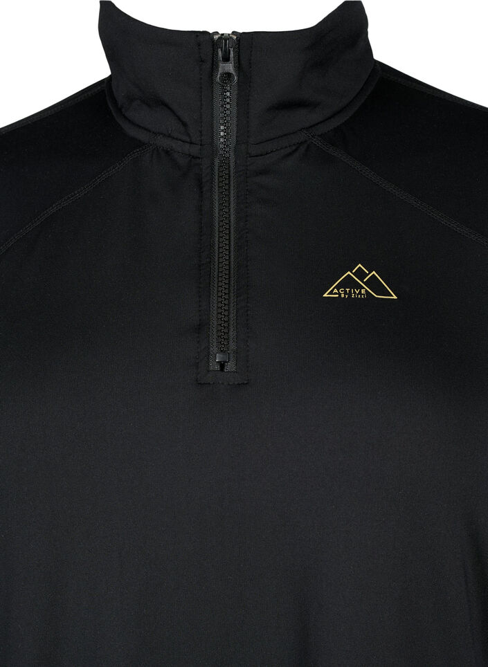 Blouse voor onder een trui met zakken en mesh, Black, Packshot image number 2