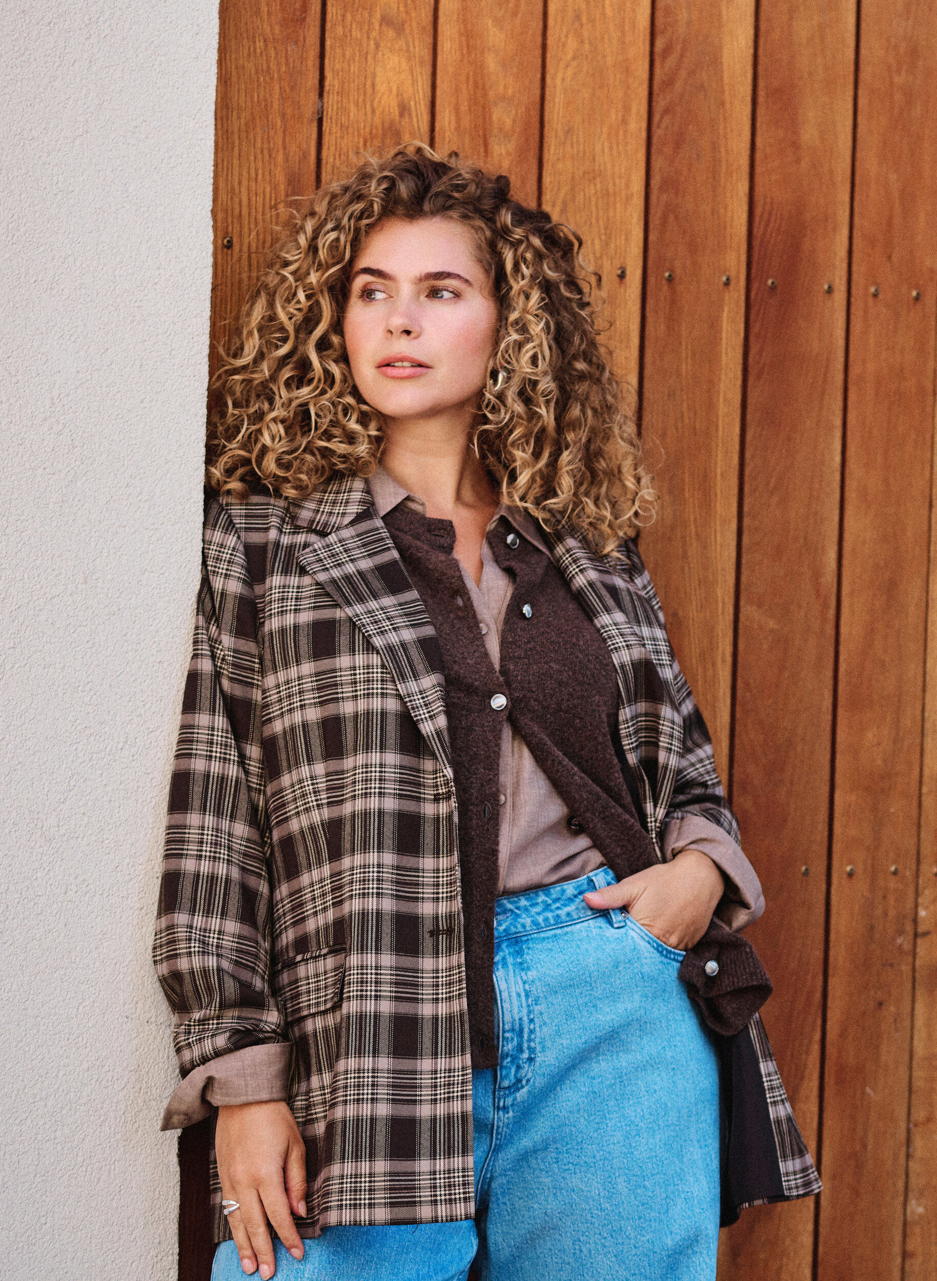 Geruite blazer met zakken en split achteraan
