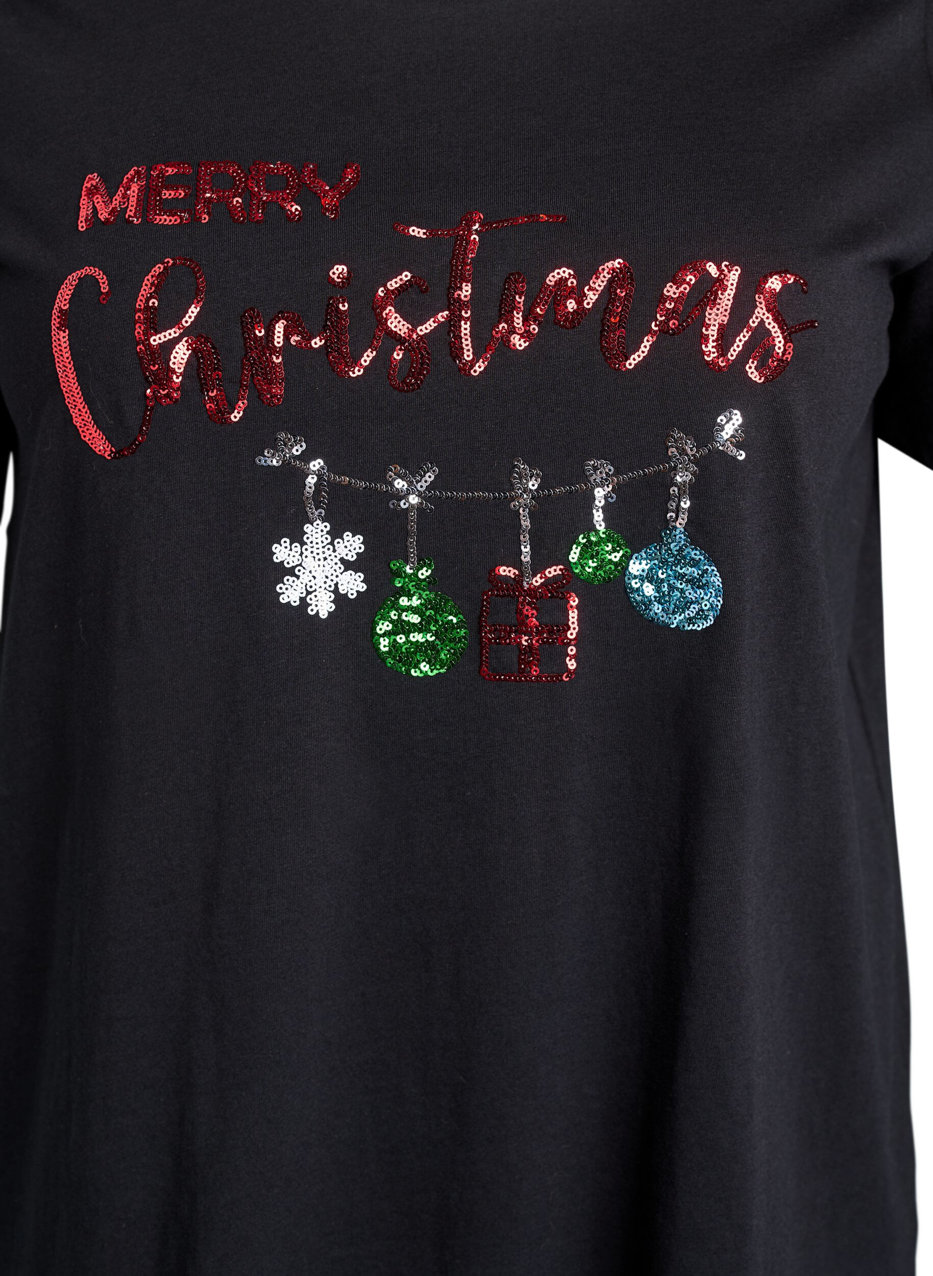ZizziKerst T-shirt van biologisch katoen, Zwart, Packshot image number 2