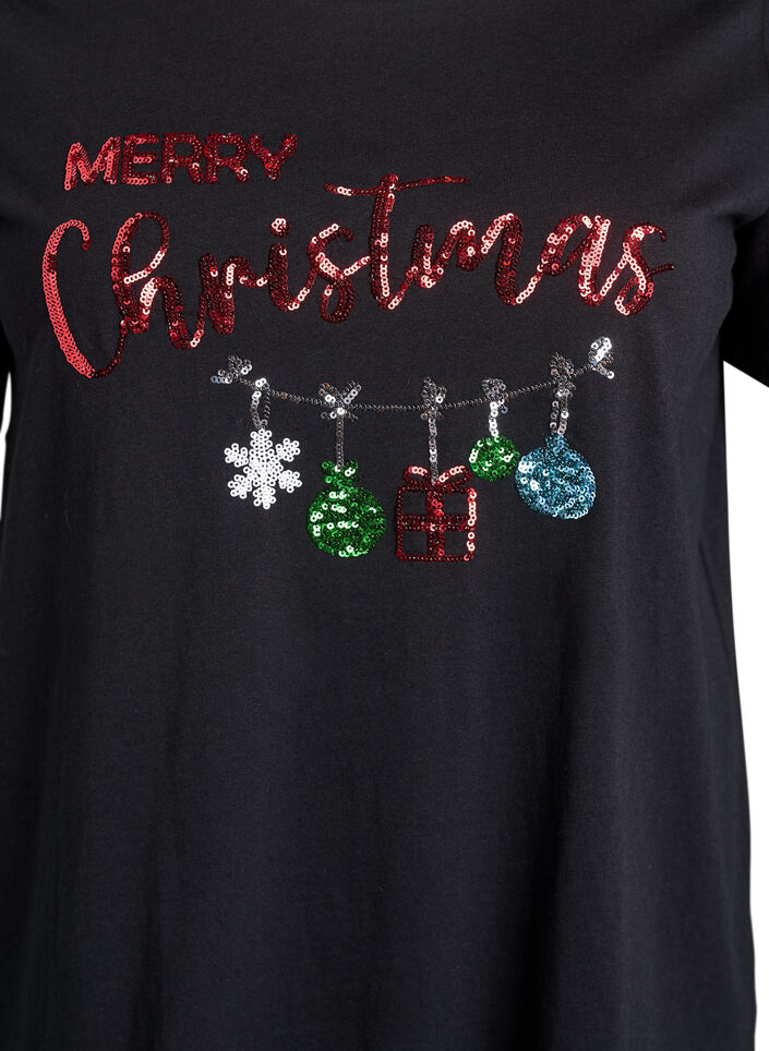 Kerst T-shirt van biologisch katoen, Zwart, Packshot image number 2