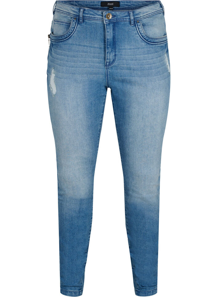 Super slim Amy jeans met split en knopen, Light blue, Packshot image number 0