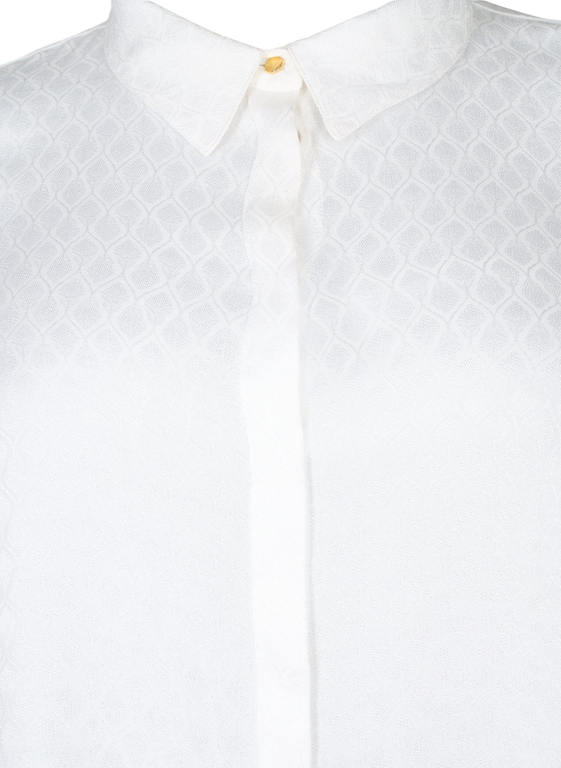 ZizziShirt in viscose met ton-sur-ton patroon, Bright White, Packshot image number 2