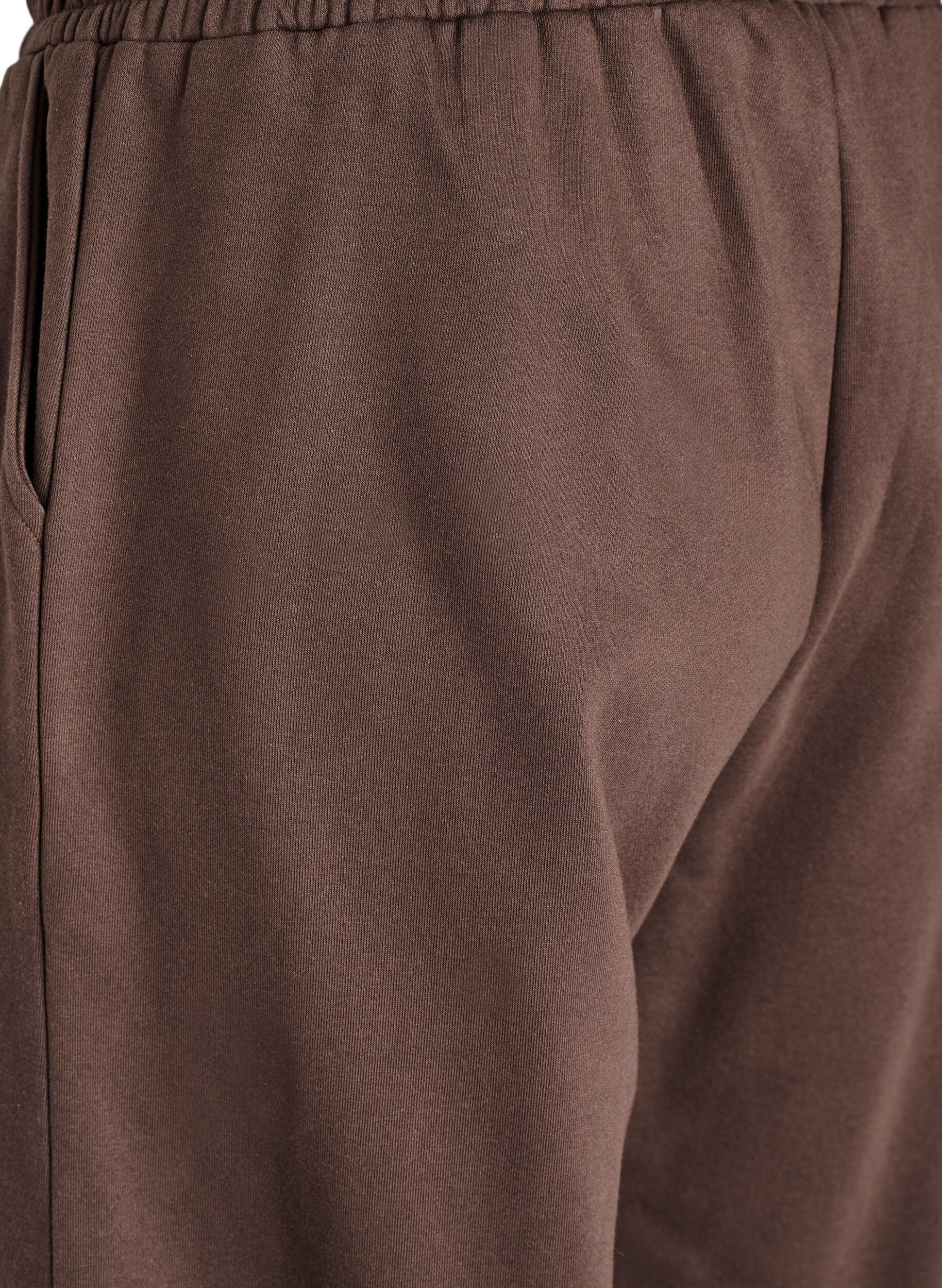 ZizziHigh-waist joggingbroek met zakken, Bruin, Packshot image number 3