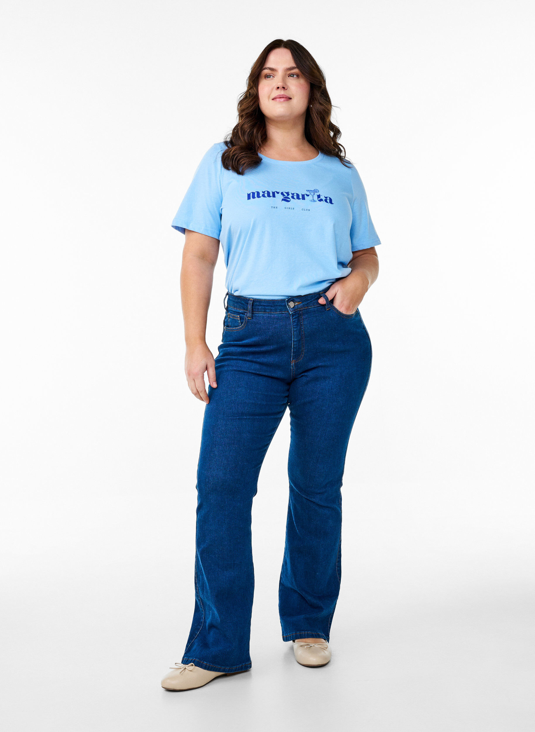 Zizzi FLASH - T-shirt avec motif, Bleu Clair, Model image number 1