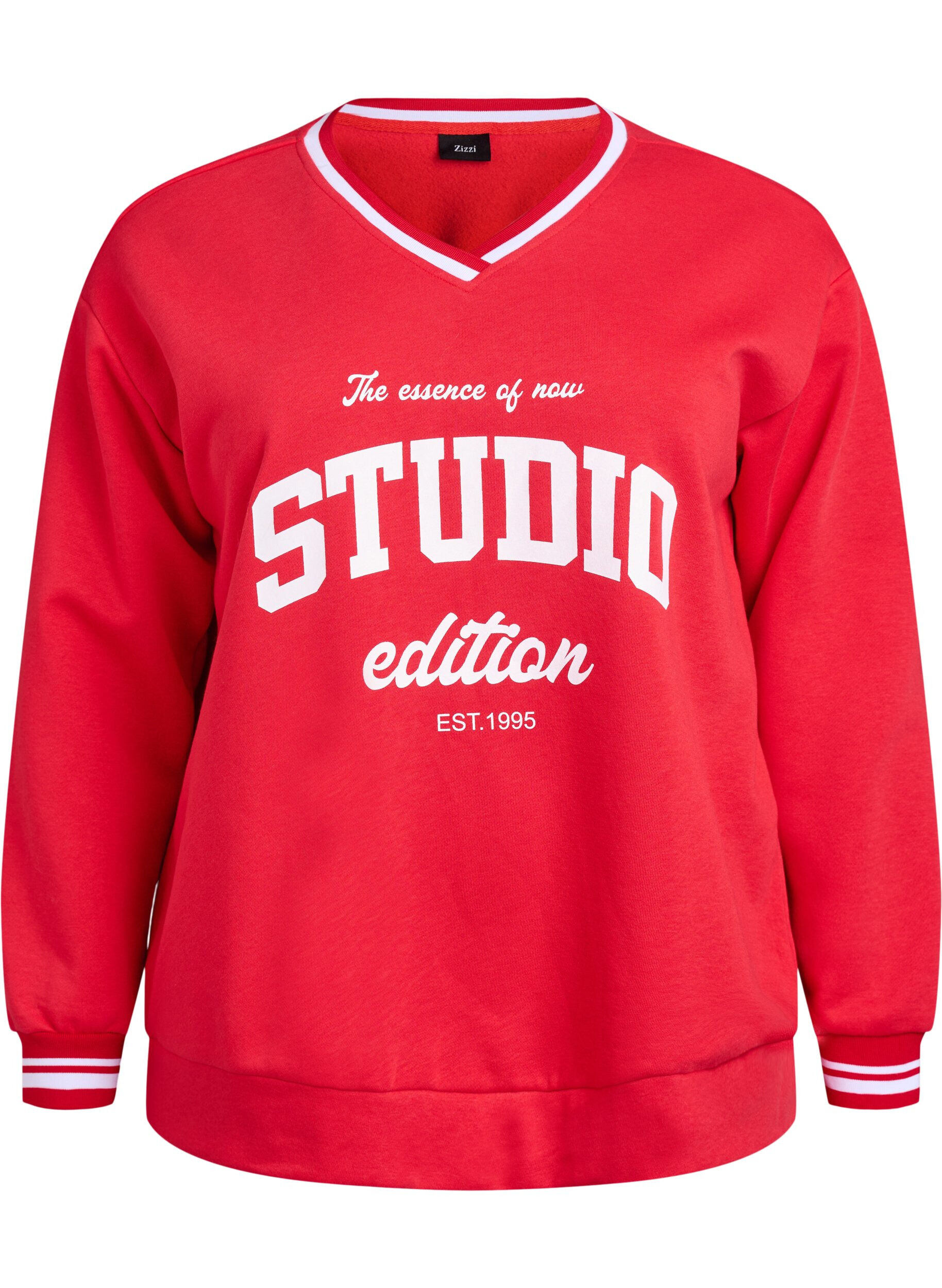 Sweatshirt met V-hals en tekstprint