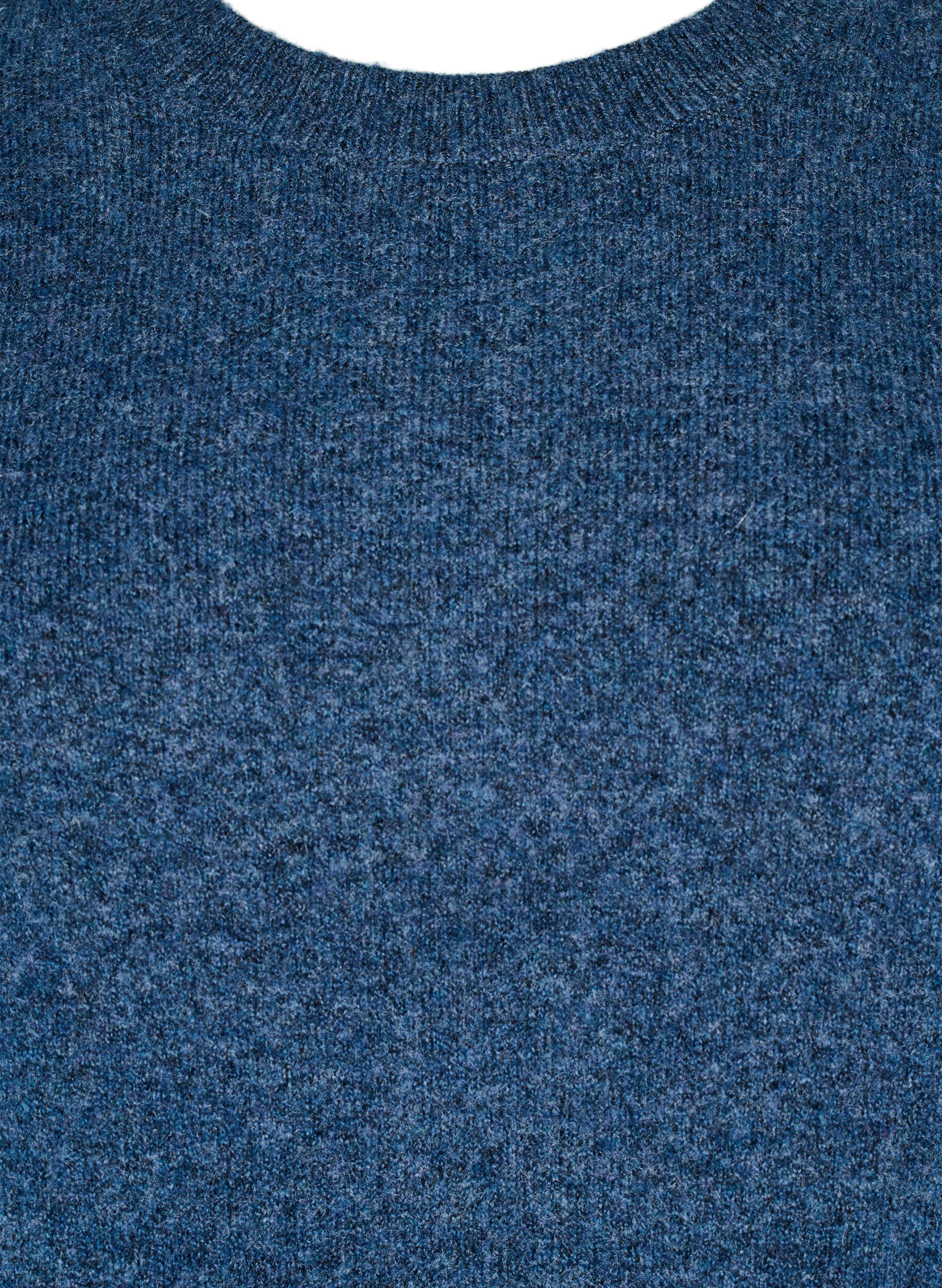 ZizziGebreide trui met wol en splitten, Bering Sea Mel., Packshot image number 2