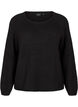 Ruimvallende gebreide blouse met ronde hals, Black, Packshot image number 0