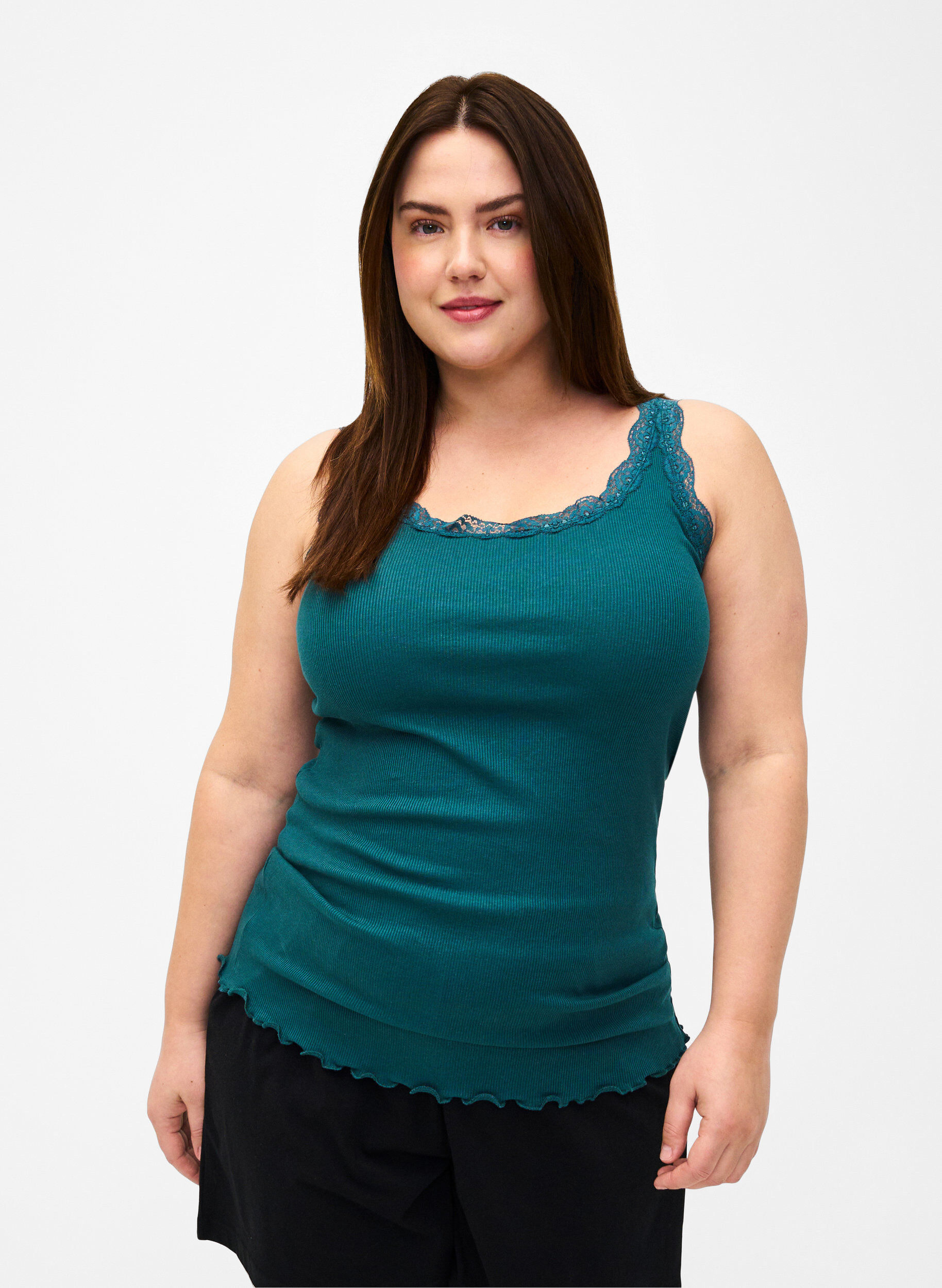 Top met kant, Groen, Model