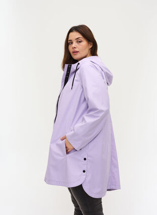 Manteau de pluie avec capuche et poches, Pastel Lilac, Model image number 0