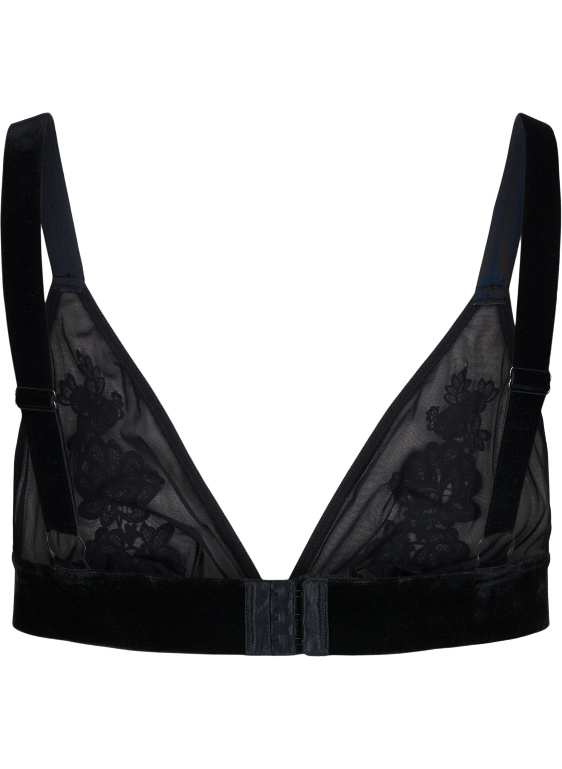 ZizziMesh bh met velours en kant, Black, Packshot image number 1
