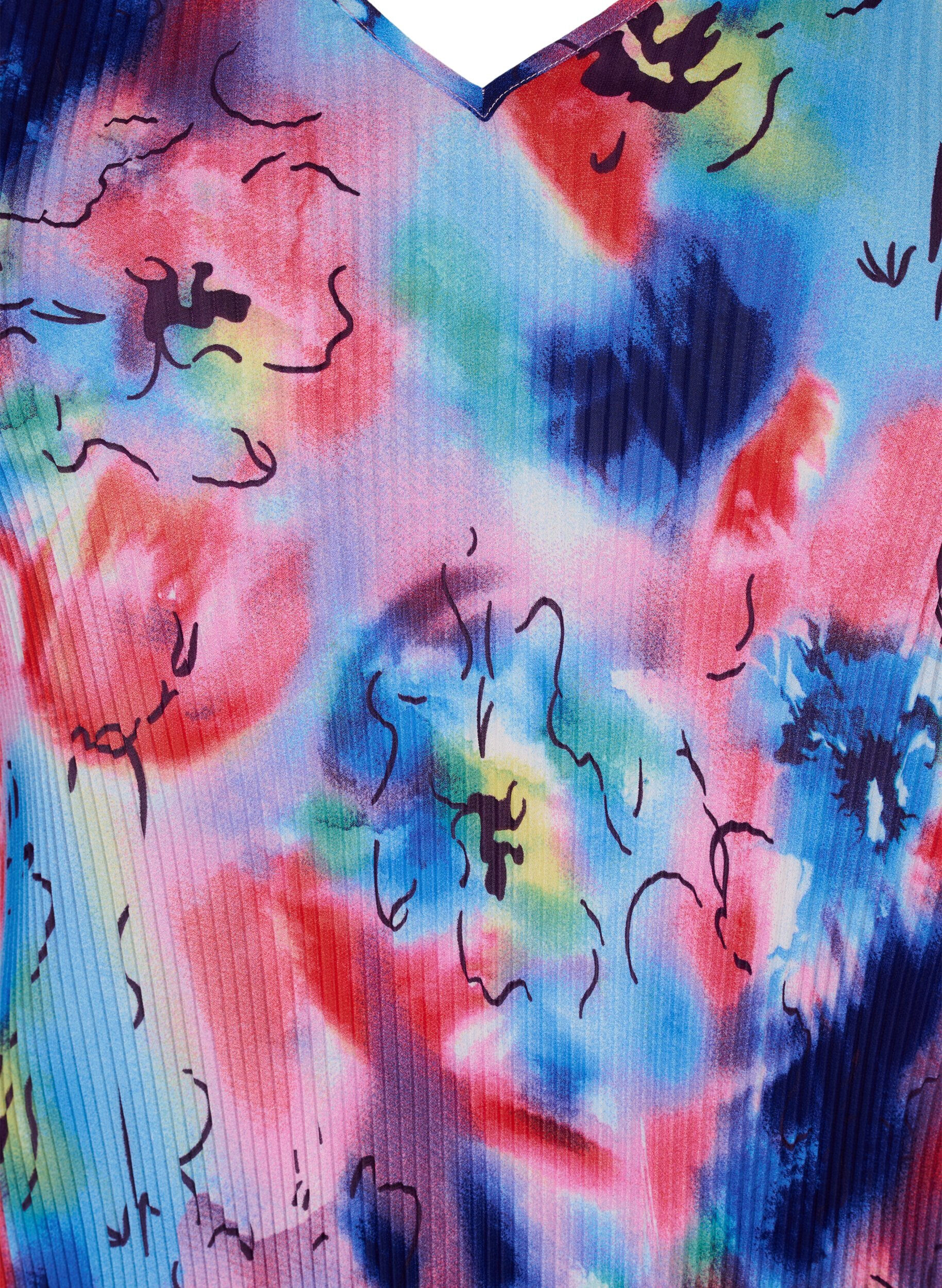 ZizziGeplooide blouse met 3/4 mouwen, Lavender Space AOP, Packshot image number 2