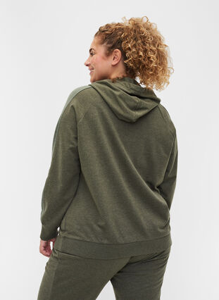 Sweatshirt met rits en capuchon, Forest Night, Model image number 1