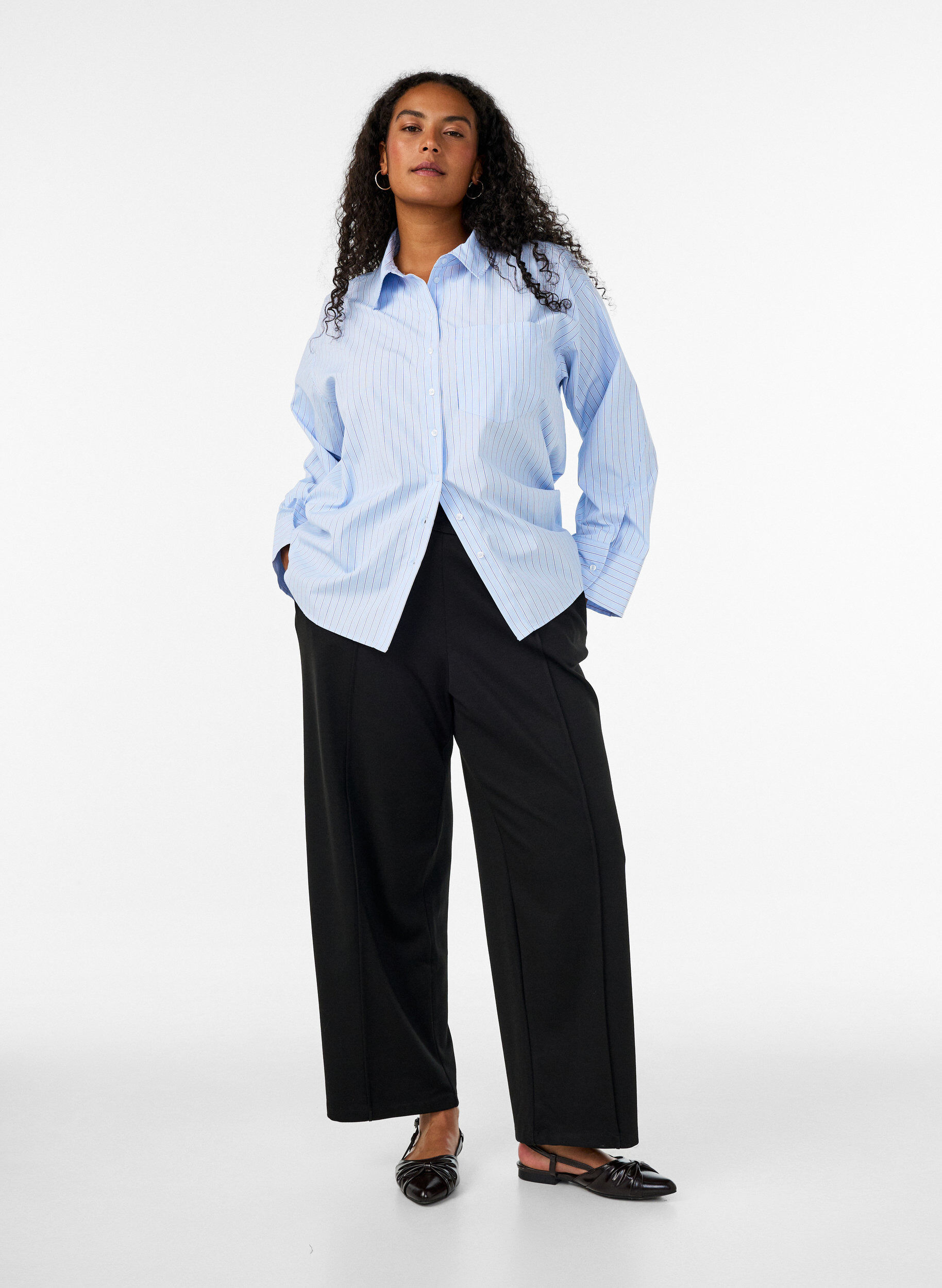 ZizziPantalon ample en jersey taille haute, Noir, Model image number 0