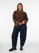 Pull en maille &agrave; col roul&eacute; et rayures contrastantes, Marron, Model image number 1
