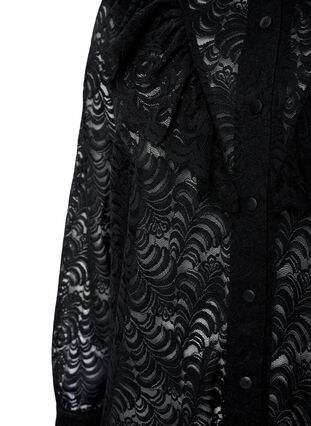Robe chemise en dentelle avec froufrous, Black, Packshot image number 3