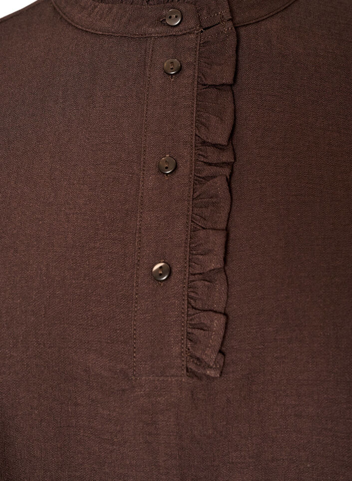 Tunique en viscose avec volants et boutons, Marron, Packshot image number 2