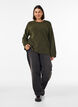 Pull ample en maille avec coutures apparentes, Vert fonc&eacute;, Model image number 1