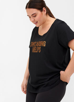 T-shirt de sport avec imprimé, Black Swearing, Model image number 2