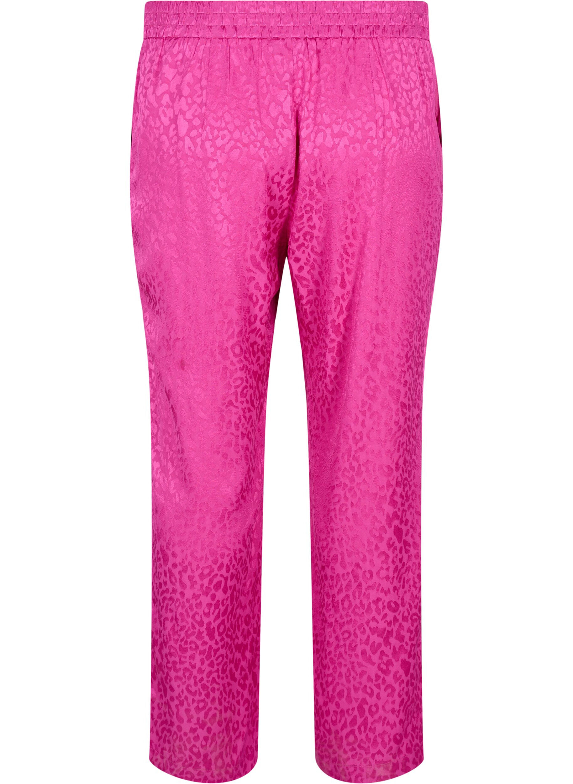 ZizziDubbelgestikte jacquard broek van viscose, Rose Violet, Packshot image number 1
