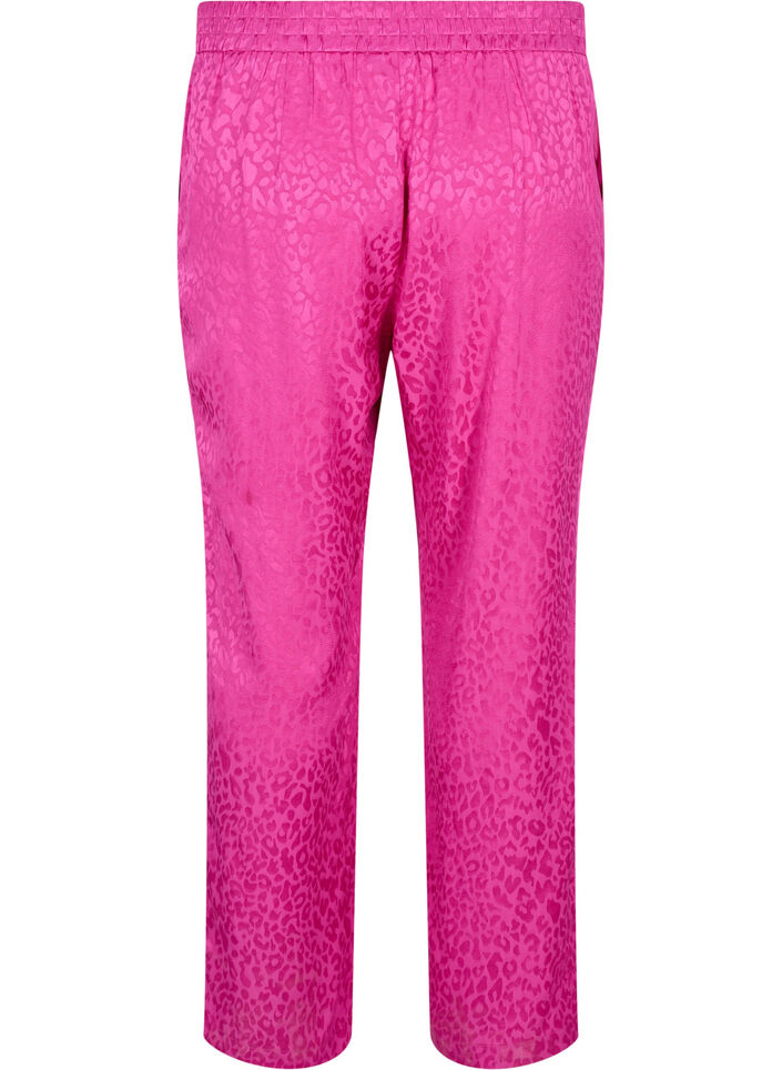 Dubbelgestikte jacquard broek van viscose, Rose Violet, Packshot image number 1