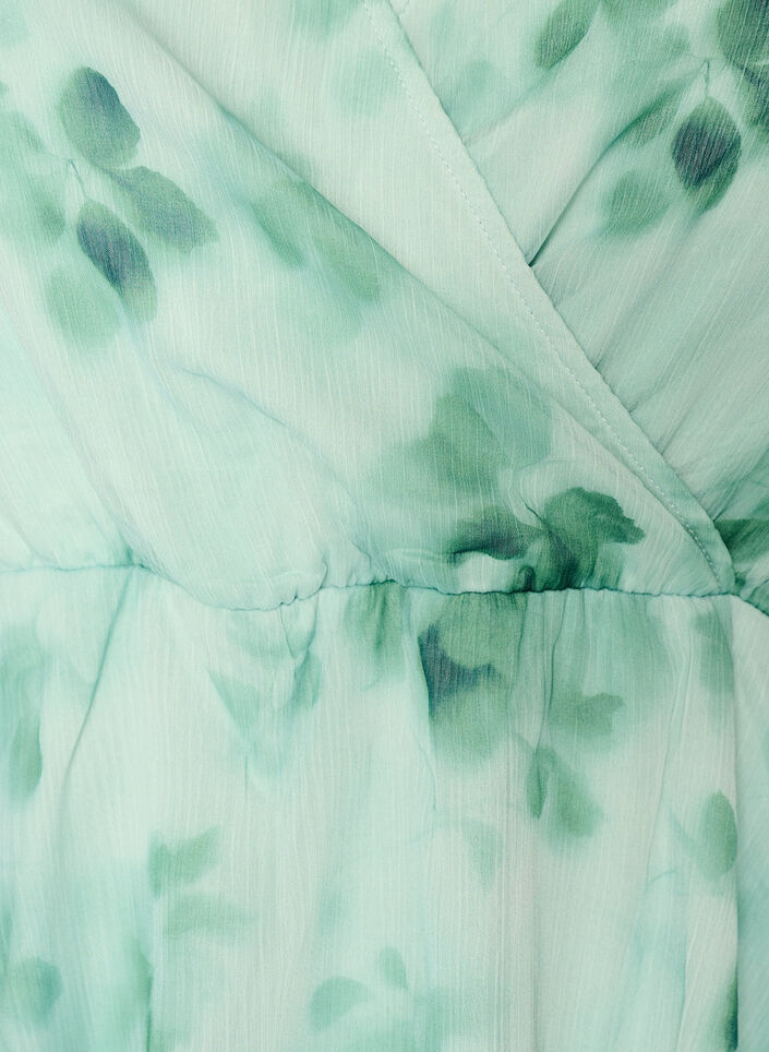 Chemise en mousseline &agrave; imprim&eacute; floral et manches courtes, Vert clair, Packshot image number 2