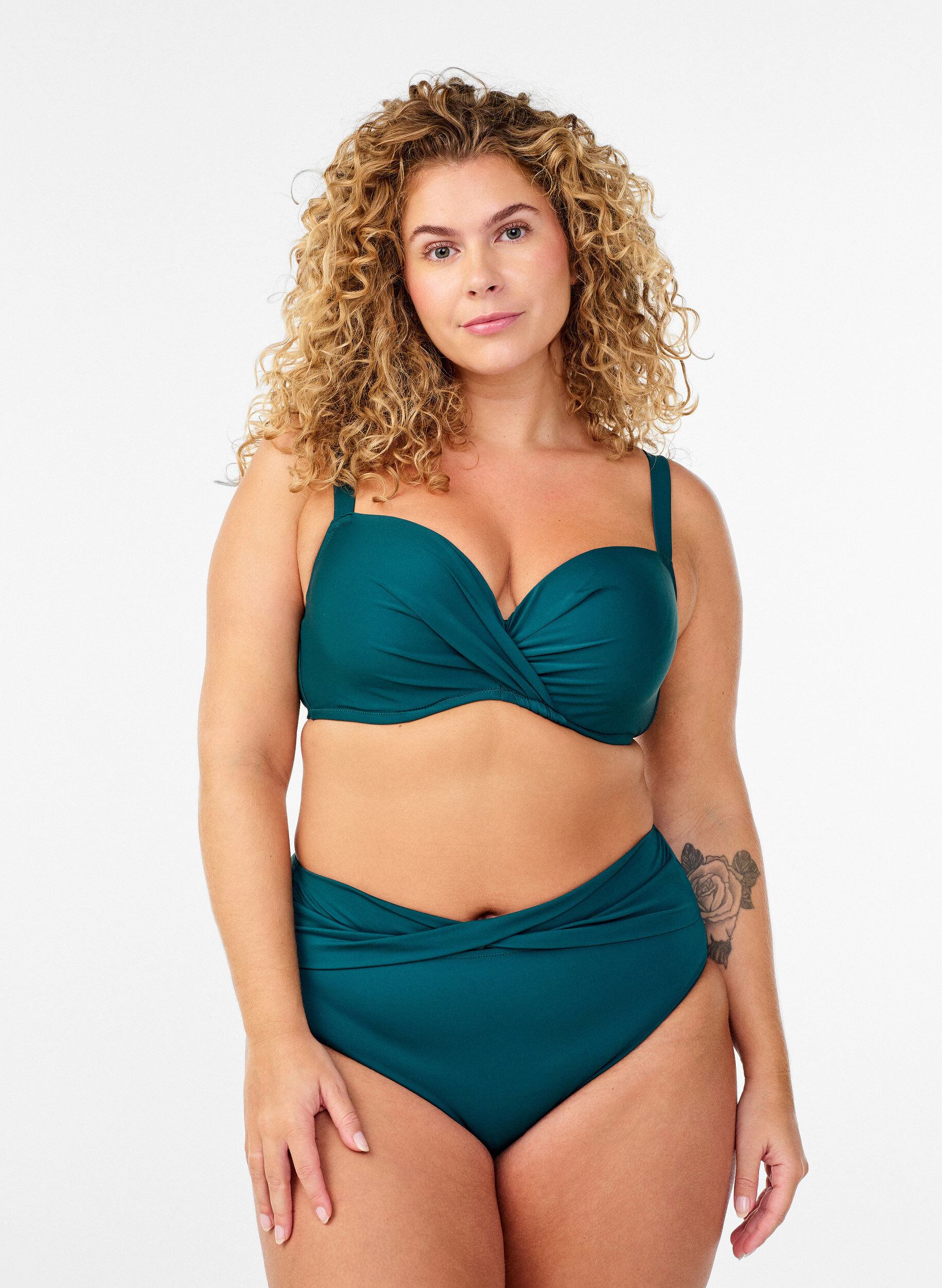 Bikinibroekje met wikkel detail, Groen, Model