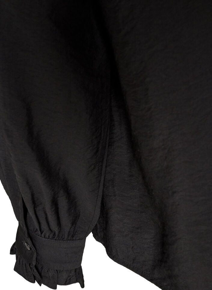 Shirtblouse met geborduurde bloemapplicaties, Zwart, Packshot image number 3