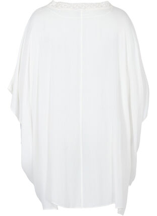Robe de plage en viscose avec détails en dentelle, Bright White, Packshot image number 1