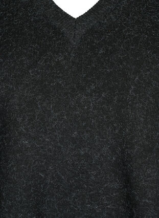 Pull chiné à col en V, Dark Grey Melange, Packshot image number 2