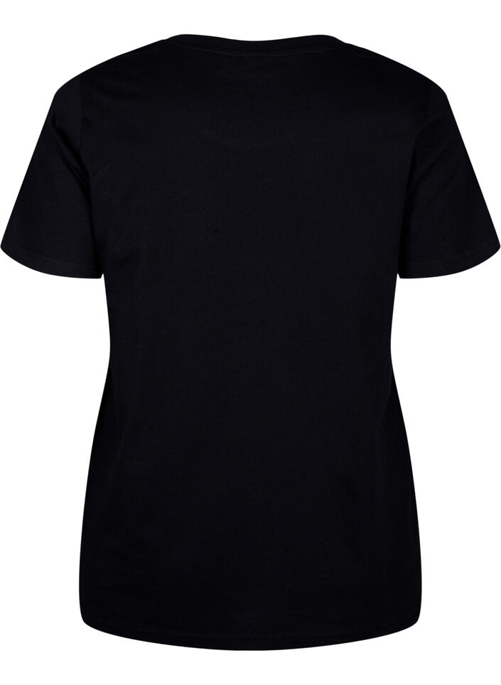 Katoenen T-shirt met strik, Black W. White, Packshot image number 1