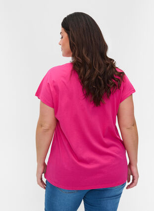 T-shirt en coton avec détails imprimés, BeetrootPurMel feath, Model image number 1