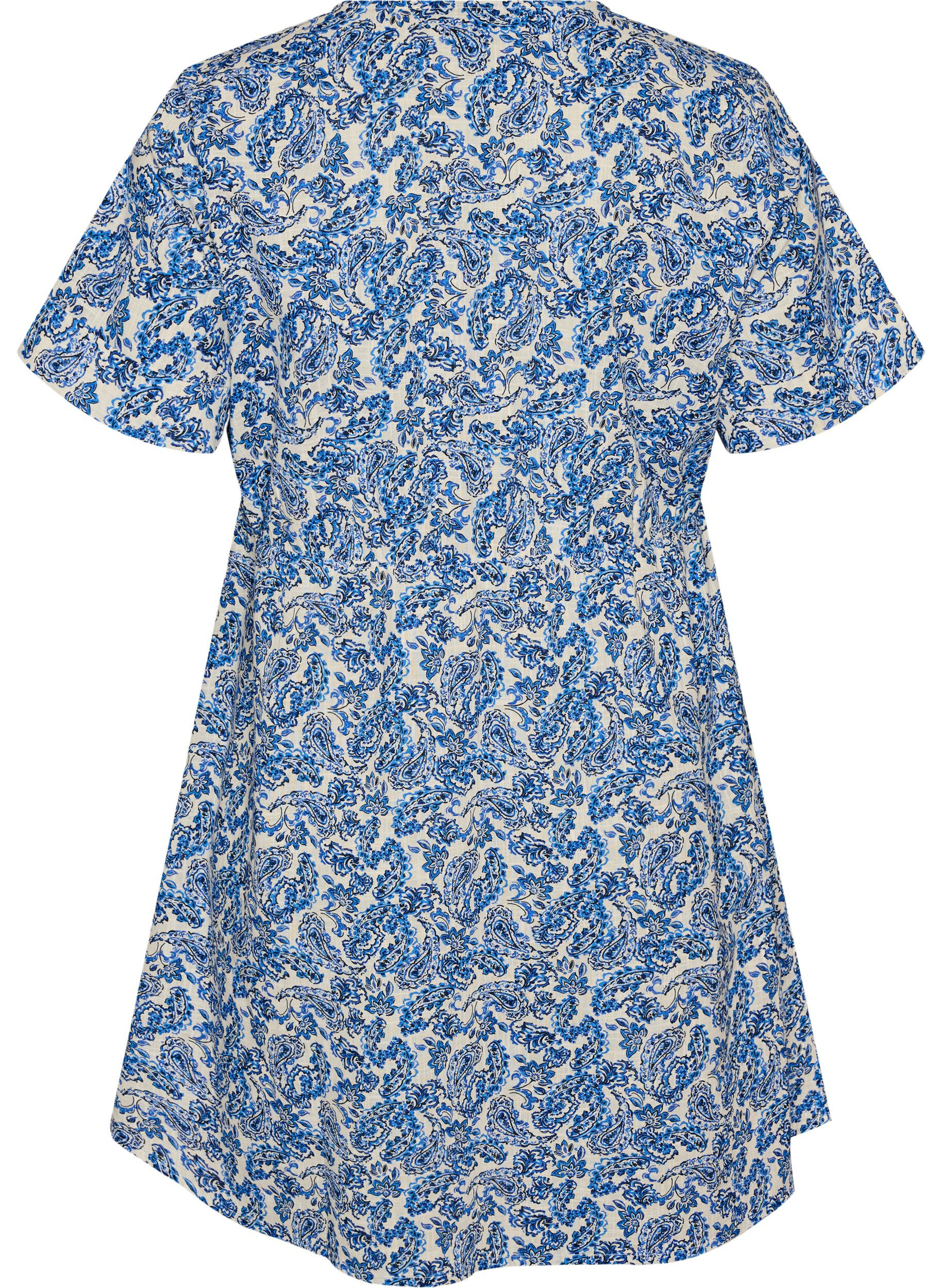 ZizziRobe courte en coton &agrave; imprim&eacute; floral, Bleu, Packshot image number 1
