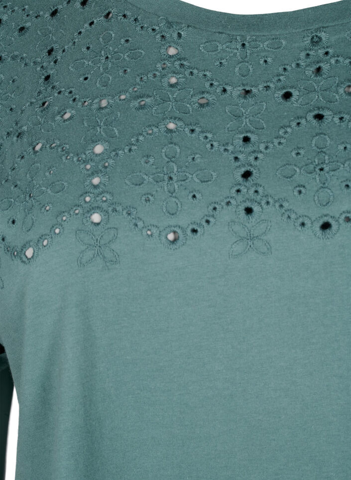 T-shirt en coton biologique avec broderie anglaise, Sea Pine, Packshot image number 2