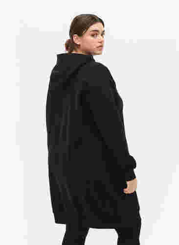 Robe sweat-shirt avec capuche et fermeture éclair, Black, Model image number 1