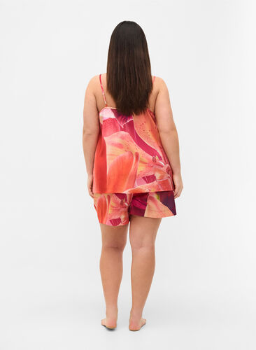 Short de pyjama à motifs avec cordon de serrage, Orange Pink AOP, Model image number 1