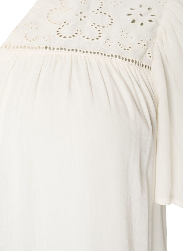 Blouse in viscose met broderie anglaise, Beige, Packshot image number 2