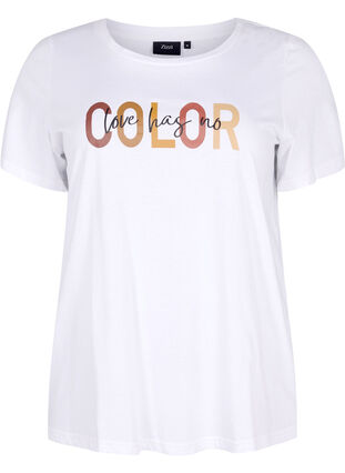 T-shirt en coton avec imprimé, Bright White COLOR, Packshot image number 0