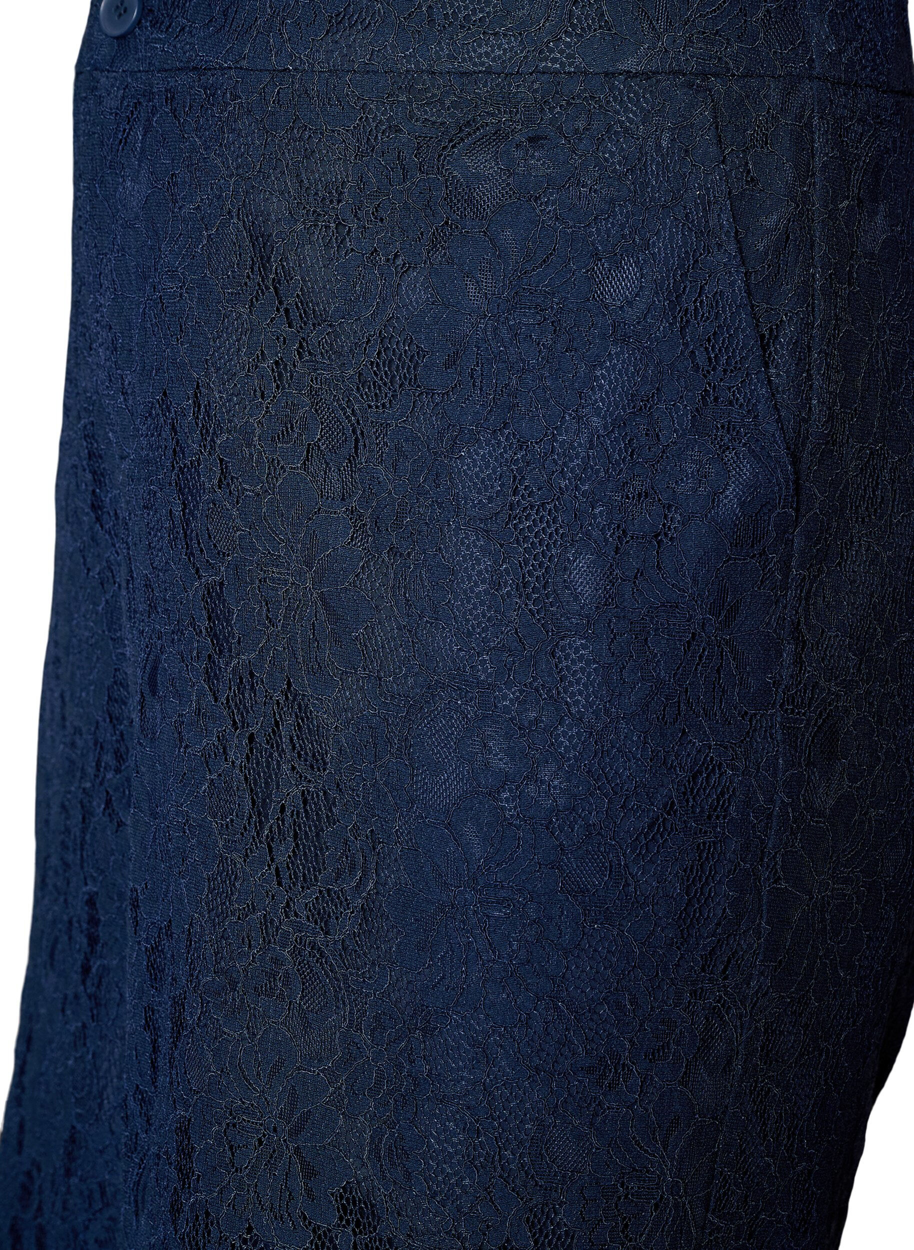 Zizzi Bermuda taille haute en dentelle, Bleu, Packshot image number 2