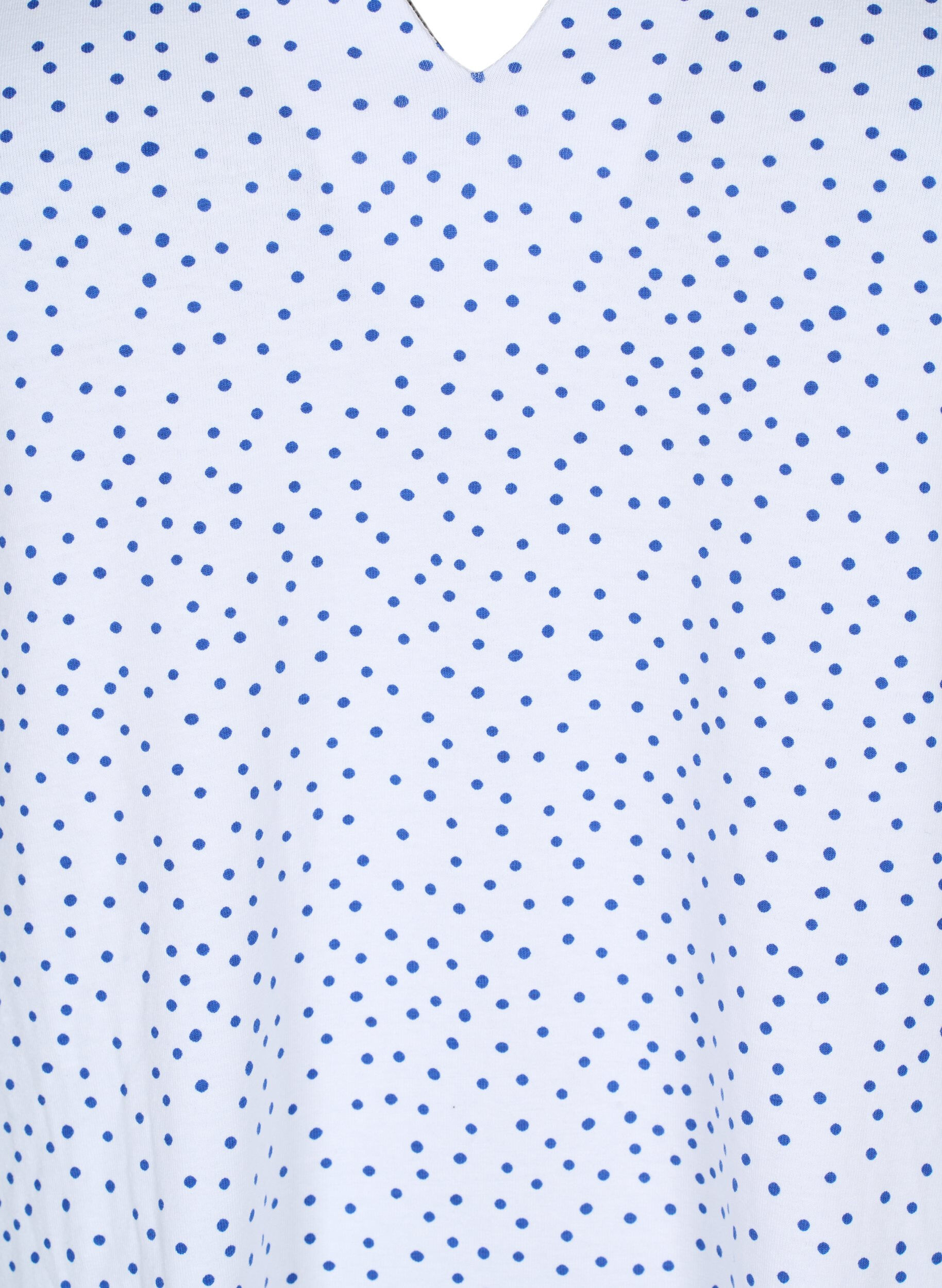 Zizzi T-shirt en coton avec des points et un col en V, B.White/S.T.W Dot, Packshot image number 2