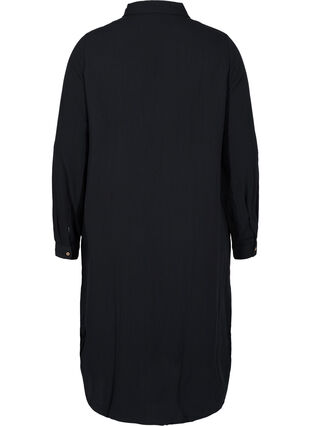 Robe chemise longue en viscose, Black, Packshot image number 1